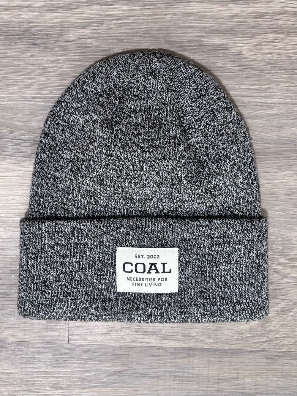 Coal Headwear The Uniform Beanie in Black Marl New Cuff Black White